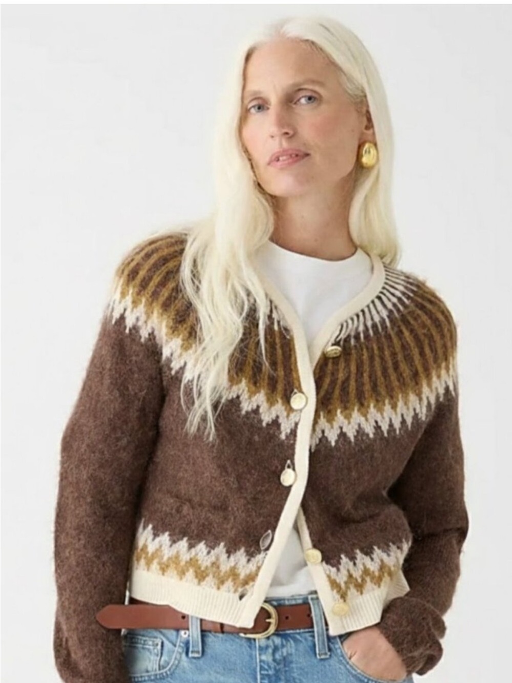 J.Crew Fair Isle Cardigan Sweater in Brushed Yarn Size Small Cottagecore NWT